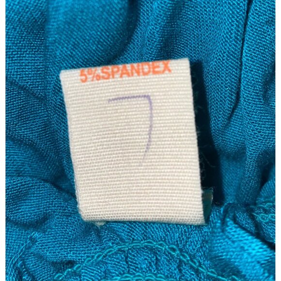 Ruched Turquoise Sleeveless Top By Orange Fashion Village O/S 95% Cotton 5% Span - Picture 3 of 7